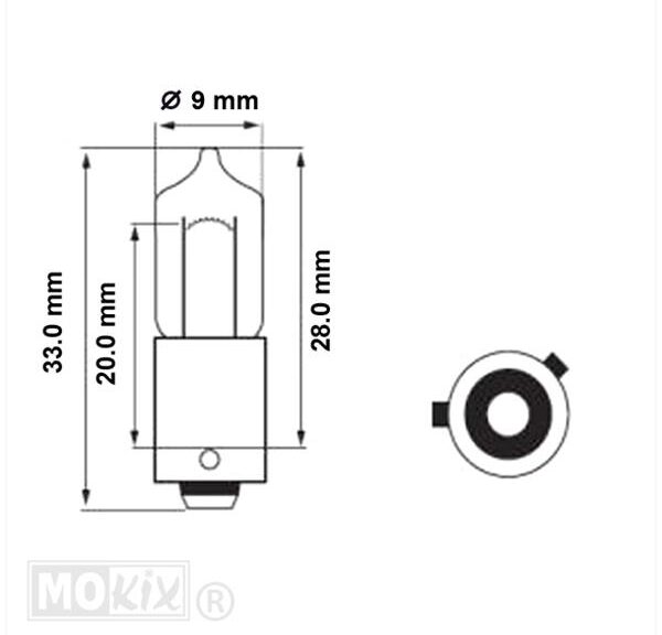 Lamp BAY9S 12V 21W Lang Oranje CE (1) - Bollard