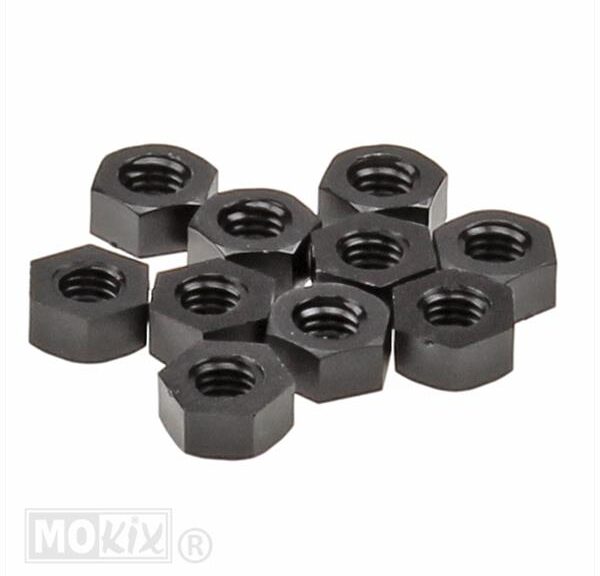 Nylon Moer M6 Zwart (10) - Bollard