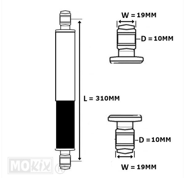 Schokbrekerset Classic Imca GRIJS/CHROOM10mm 310