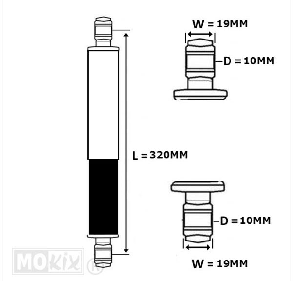 Schokbrekerset Classic Imca GRIJS/CHROOM10mm 320