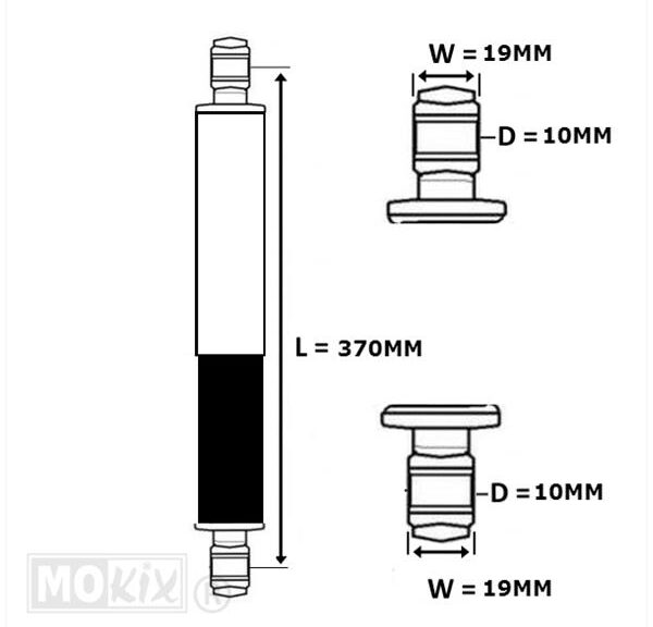 Schokbrekerset Classic Imca ZWART/CHROOM10mm 370