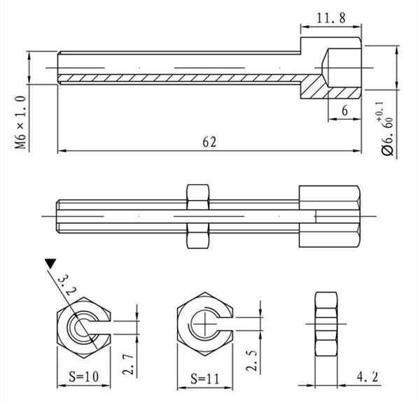 Kabelstelbout M6 MET Gleuf Lang 50mm (10) - Bollard