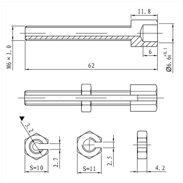 Kabelstelbout M6 MET Gleuf Lang 50mm (10) - Bollard