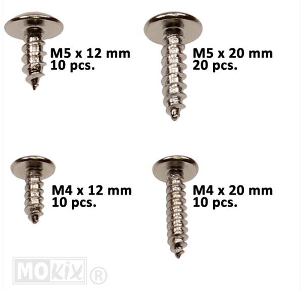 Parkerset Staal m4/m5 12/20mm Sortie 50st Zilver