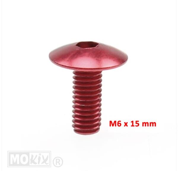 Plaatwerk Schroef M6x15 Inbus ALU Rood (6)