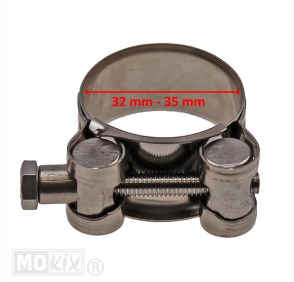 Uitlaatklem Bocht 32-35mm (20mm) M6 RVS Silex