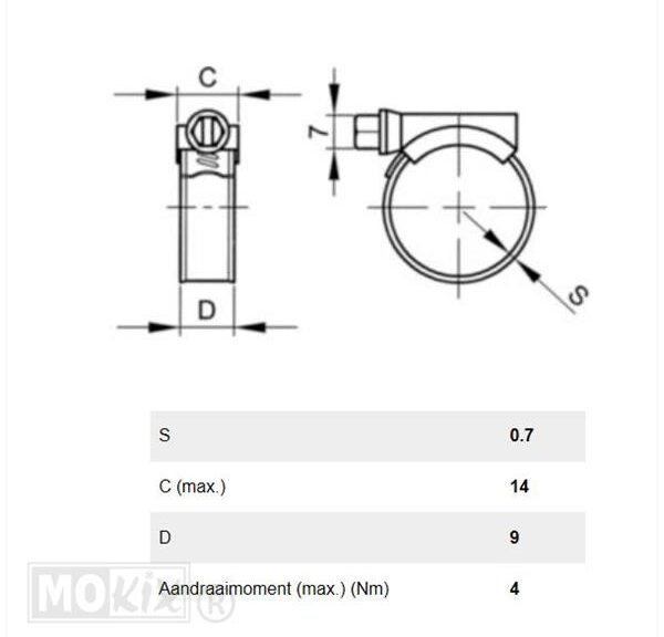 Slangklem  9mm RVS 50x70mm Per Stuk Norma