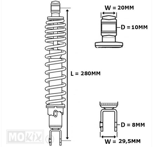 Schokbreker Honda Wallaroo Zwart/Zwart 280mm (1)
