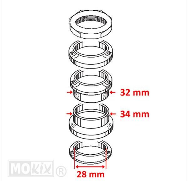 Balhoofdset Kreidler RM 4/5V <1973 28mm Cone - Supertec