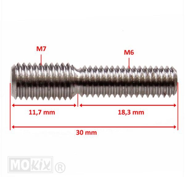 Uitlaat Tapeind UNI M6/M7x30 Verloop