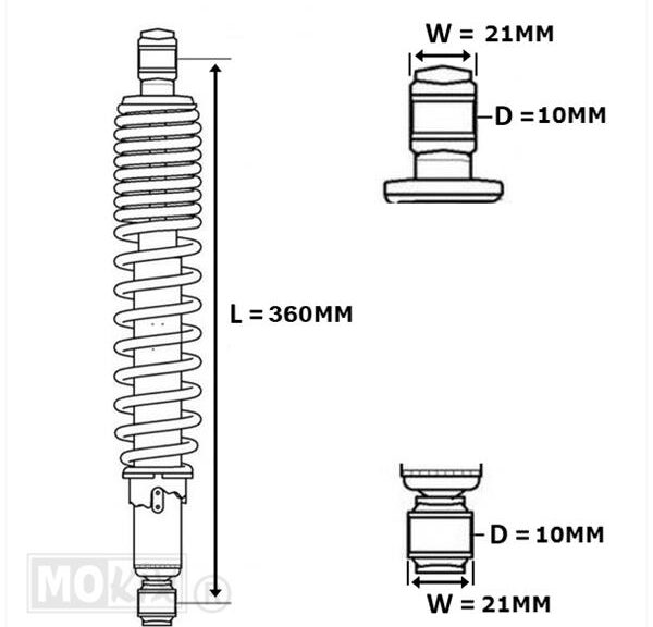 Schokbrekerset MKX 360mm Zwart