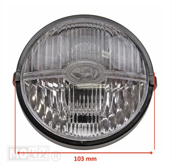 Koplamp Peugeot 103 / MBK 51/88 Rond 103mm Zwart