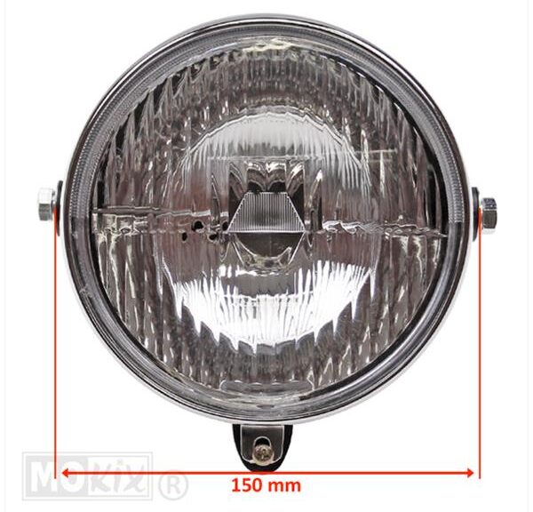 Koplamp Peugeot 103 / MBK 51/88 Rond 150mm Zwart