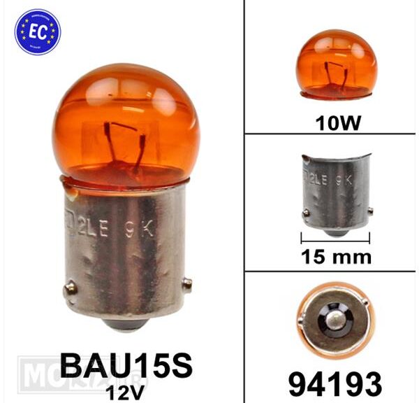 Lamp BAU15S 12V 10W Oranje CE (1) - Bollard