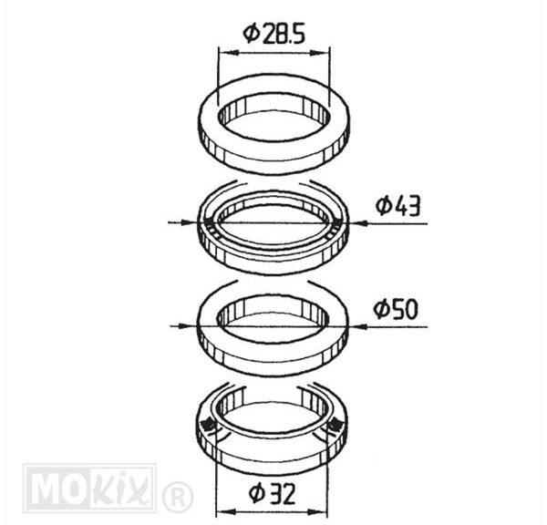 Balhoofdset Aprilia Habana/Mojito/Sonic 50cc - Supertec