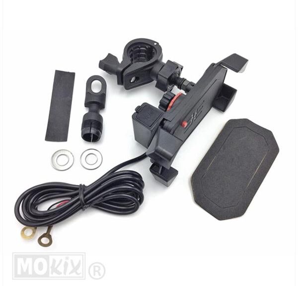 Smartphone Houder Scooter/Motor MET USB Lader