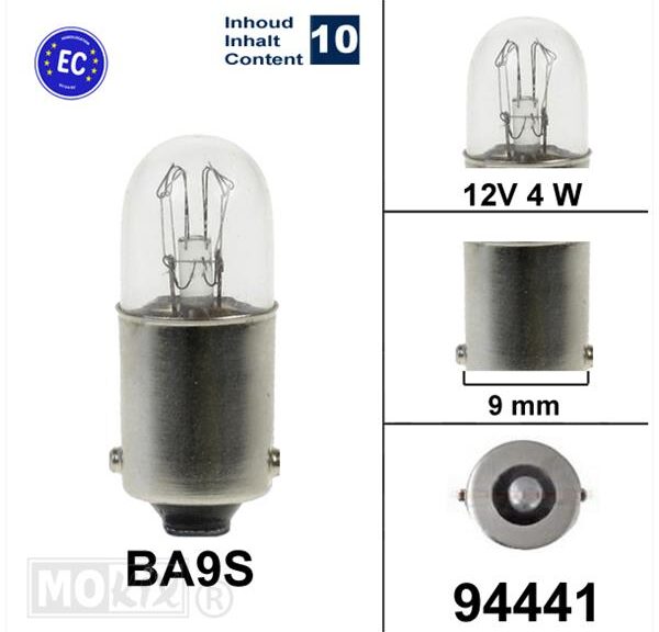 Lamp BA9S 12V  4W CE (10)