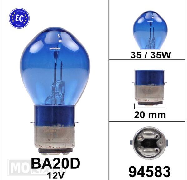 Lamp BA20D 12V 35/35W Super White (Blauw) CE (1) - Bollard
