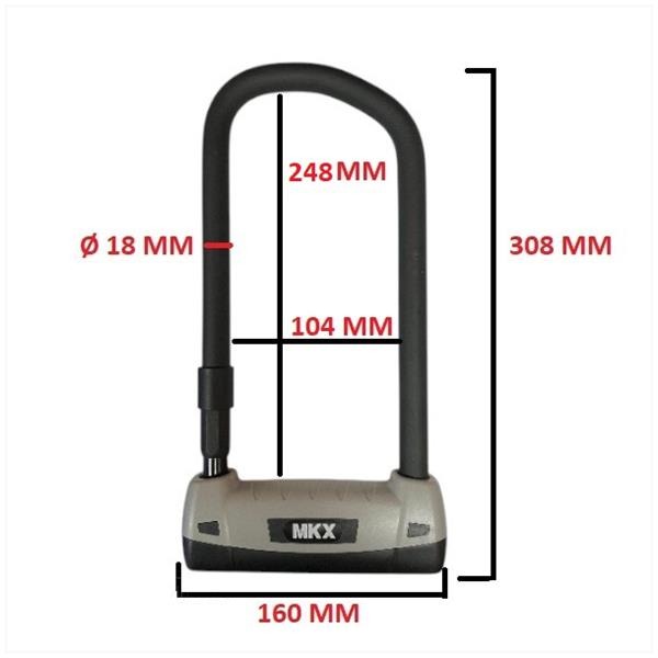 U-Lock / Beugelslot MKX-Lock 160x308 ART 4str - Afbeelding 3