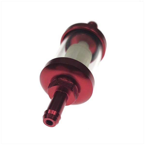 Benzinefilter UNI 7mm Aansl. Transparant Rood - Afbeelding 2