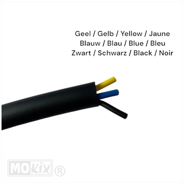 Lichtsnoer 3-ADERIG 0.5mm Zwarte Hoes 2mtr - Afbeelding 2