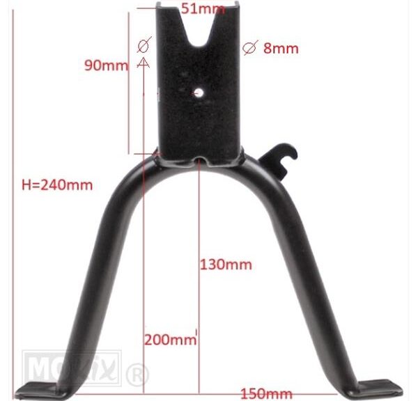 Middenstandaard Tomos A35 24cm Zwart - IGM