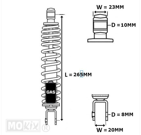 Schokbreker Betor GAS Suzuki Katana 265mm