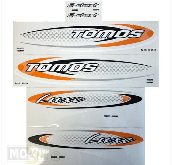 Tomos Luxe Ovaal Stickerset Oranje/Zwart/Grijs