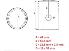 Zuiger Minarelli Horz/Vert (Toppf) (2 Ring) 47.00 - Barikit