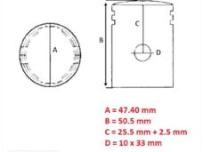 Piston Minarelli Horz/Vert (Toppf) (2 Anillo) 47.40 - Barikit