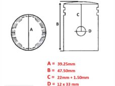 Zuiger Kawasaki AR 50 REF. 13001-1202 Ø39.25 - Barikit