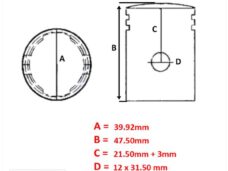 Zuiger Peugeot Buxy/Ludix/Wallaroo 39.92mm - Barikit