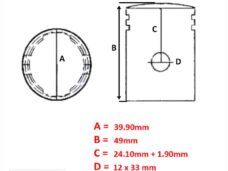 Zuiger Derbi Senda (Cilinder Barikit) 39.90mm