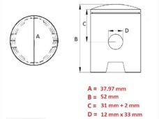 Zuiger Simson S51/KR51 1/2 (1-RING) (ALU) 37.97 - Barikit