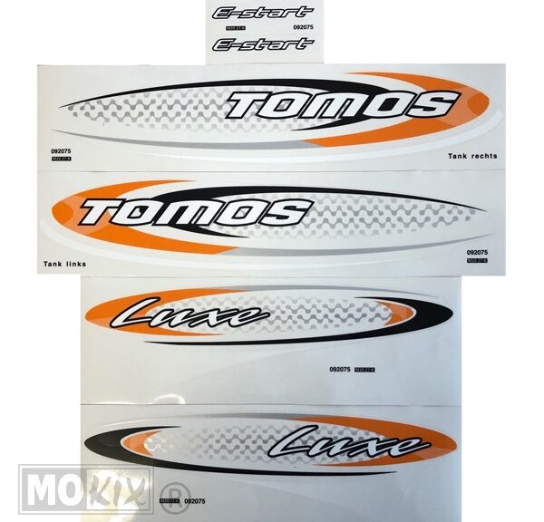 Tomos Luxe Ovaal Stickerset Oranje/Zwart/Grijs
