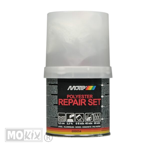 Motip polyester reparatieset 250gr met glasvezelmat en verharder