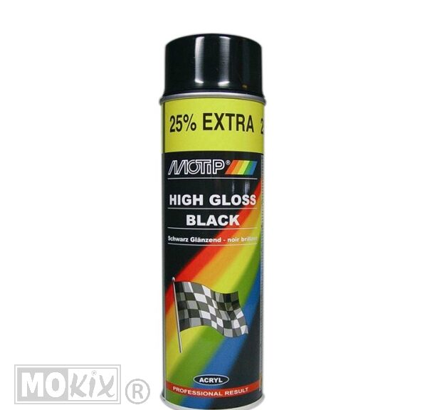 SPB Motip Autolak Zwart Glans 500ml