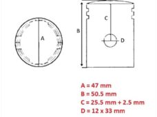 Zuiger Minarelli Horz/Vert (Toppf) (2 Ring) 47.00 - Barikit