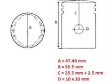 Zuiger Minarelli Horz/Vert (Toppf) (2 Ring) 47.40 - Barikit
