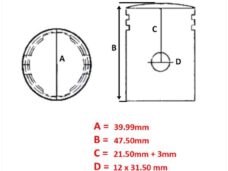 Zuiger Peugeot Buxy/Ludix/Wallaroo 39.99mm - Barikit
