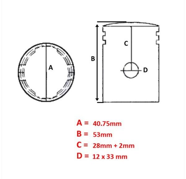 Zuiger Minarelli AM6 (Gietijzer) 40.75mm - Barikit