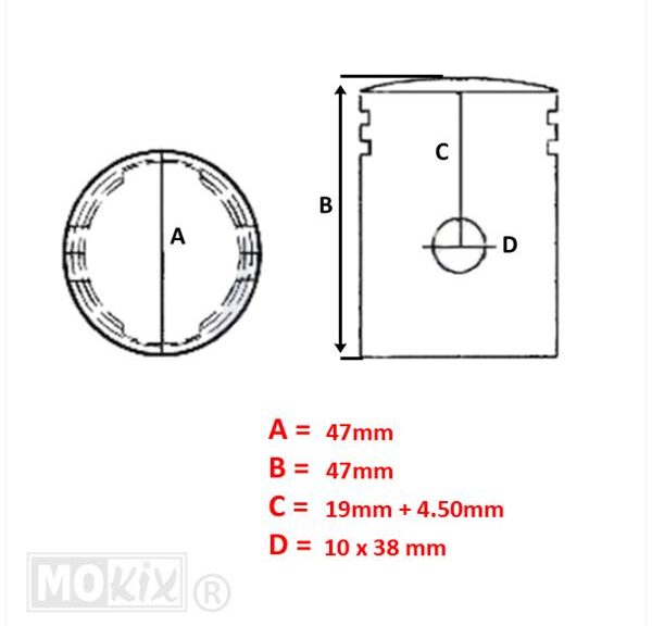 Zuiger Suzuki Address/Katana AC Derbi Vamos 47.0mm - Barikit