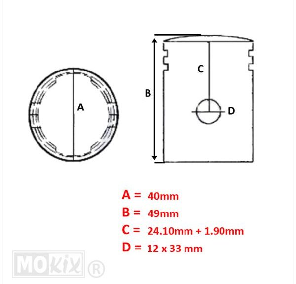Zuiger Derbi Senda (Cilinder Barikit) 40.00mm