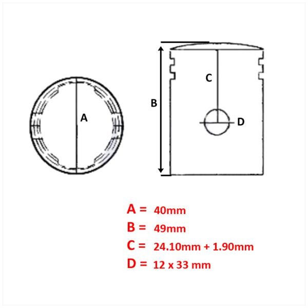 Zuiger Derbi Senda (Cilinder Barikit) 40.00mm
