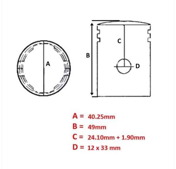 Zuiger Derbi Senda (Cilinder Barikit) 40.25mm