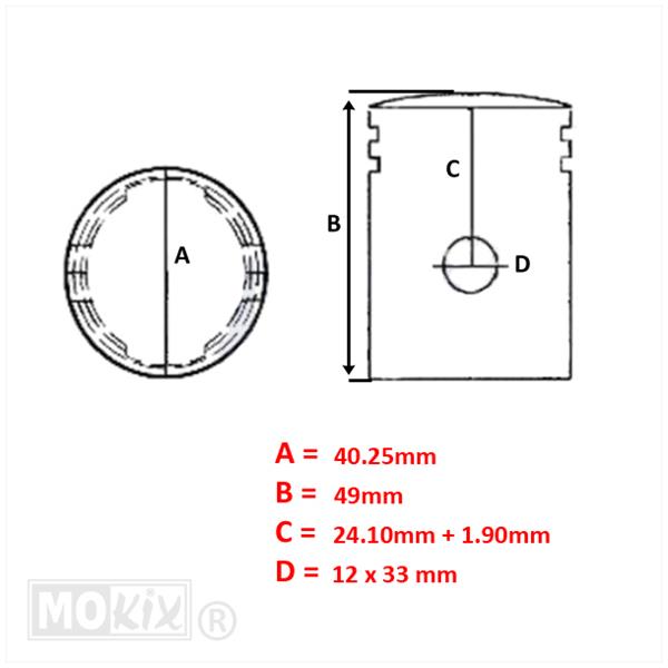 Zuiger Derbi Senda (Cilinder Barikit) 40.25mm