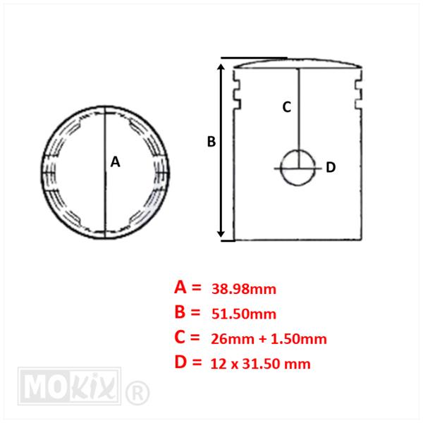 Zuiger Zundapp 4V (1 Ring 1