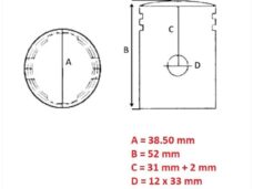 Zuiger Simson S51/KR51 1/2 (1-RING) 38.50mm - Barikit