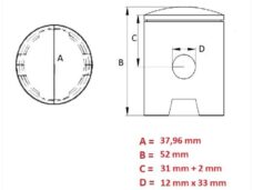 Zuiger Simson S51/KR51 1/2 (1-RING) (ALU) 37.96 - Barikit