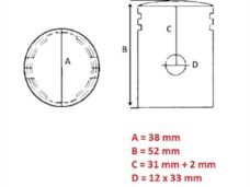 Pistão Simson S51/KR51 1/2 (2 anéis) 38.00 mm - Barikit